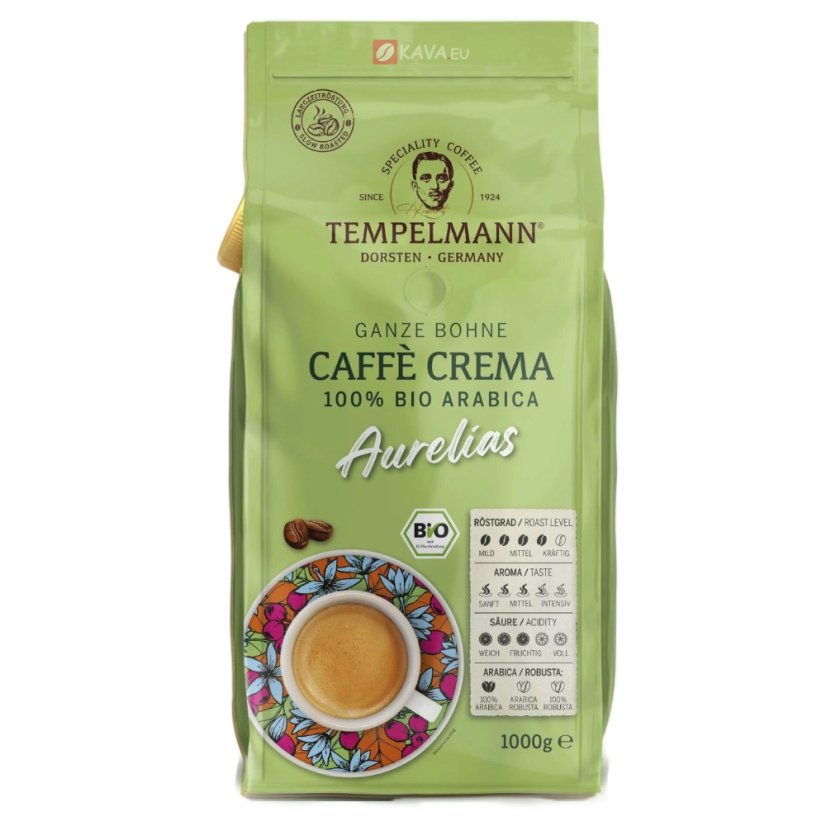 Tempelmann Aurelias BIO Caffe Crema coffee beans 1kg Tempelmann Aurelias BIO Caffe Crema coffee beans 1kg