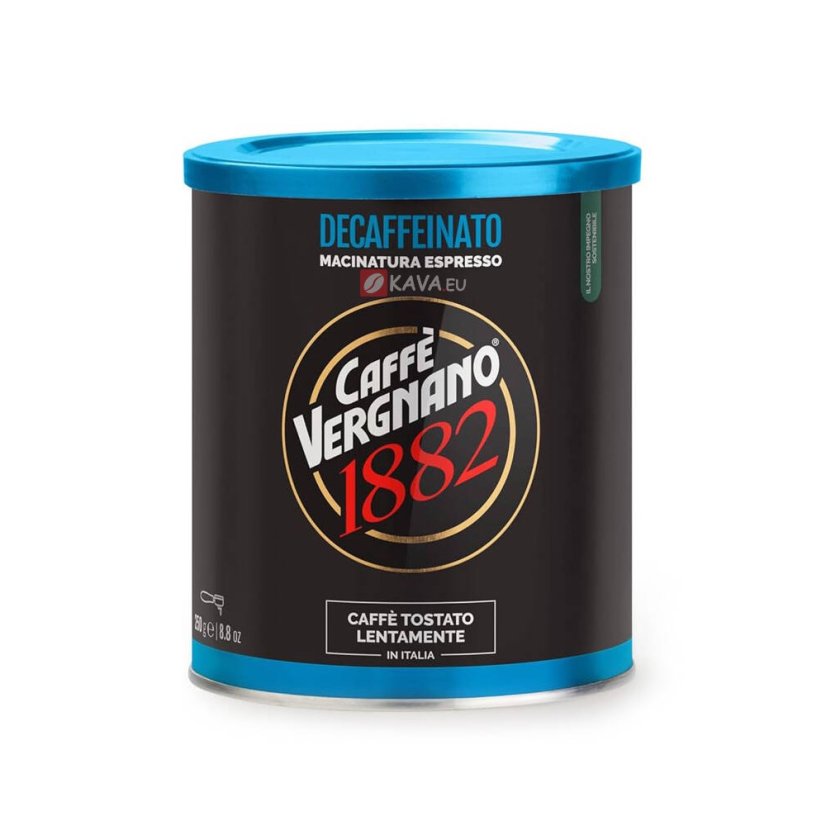 Vergnano Decaffeinato TIN ground coffee 250g